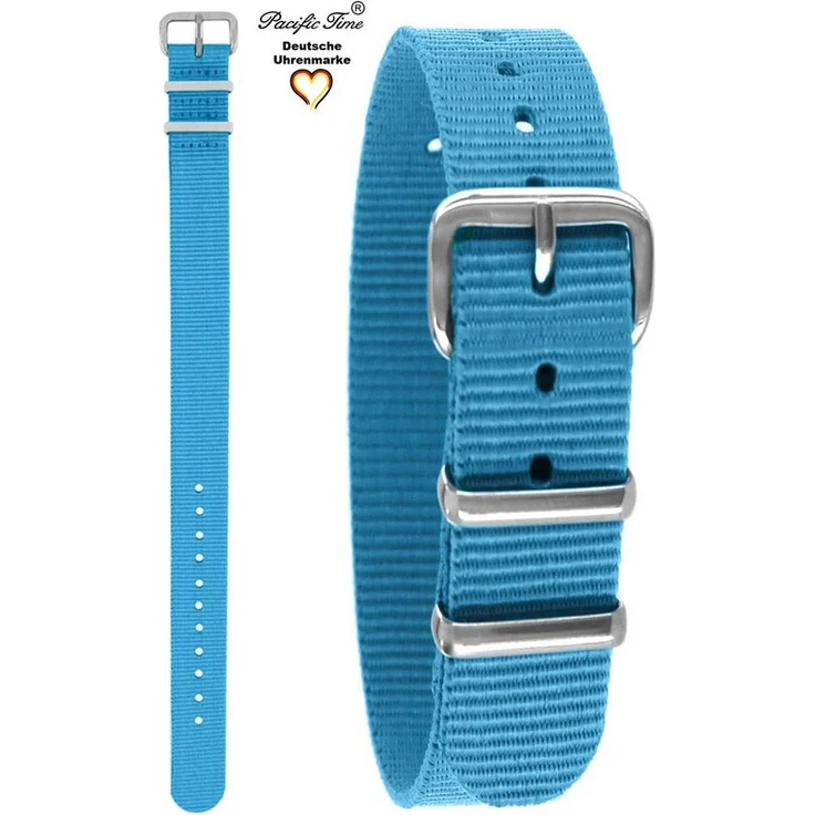 Pacific Time Uhrenarmband Wechselarmband Textil Nylon 16mm, Kinderleicht austauschbar, Gratis Versand – Bild 1