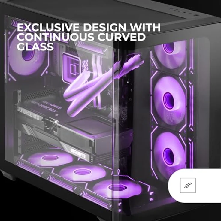 Mars Gaming MC-FUSION Gaming ATX Gehäuse, Doppelkammerdesign mit durchgehend gebogenem Glas, Schwarz, unterstützt 10 Lüfter und 360-mm-Flüssigkeitskühlung – Bild 2