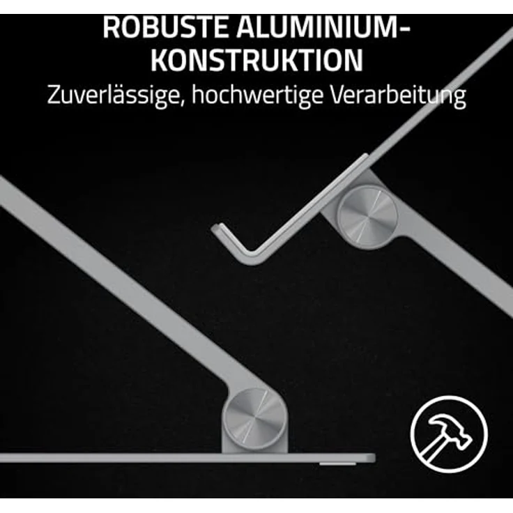Razer Adjustable Laptop Stand - Ergonomischer höhenverstellbarer Laptop-Ständer für Laptops bis zu 18“ Zoll (höhen- und neigungsverstellbar, Robustes Aluminium, belüftetes Design) Mercury – Bild 3