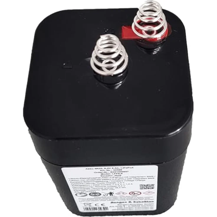 Berger & Schröter Akku 4R25, 6,4V 6 Ah, LiFePO4 mit BMS, langlebig, temperaturbeständig, für Futterautomat und Laterne – Bild 2