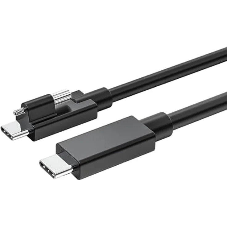 Exsys EX-K1599V-1.5 USB 4 Kabel, USB-C Stecker mit Rändelschraube, 40 Gbit/s, 5A, 240W, schwarz, 1,5 m