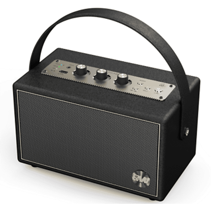 PEAQ PPA 550-RW Retro Bluetooth Lautsprecher, Schwarz mit goldenen Elementen