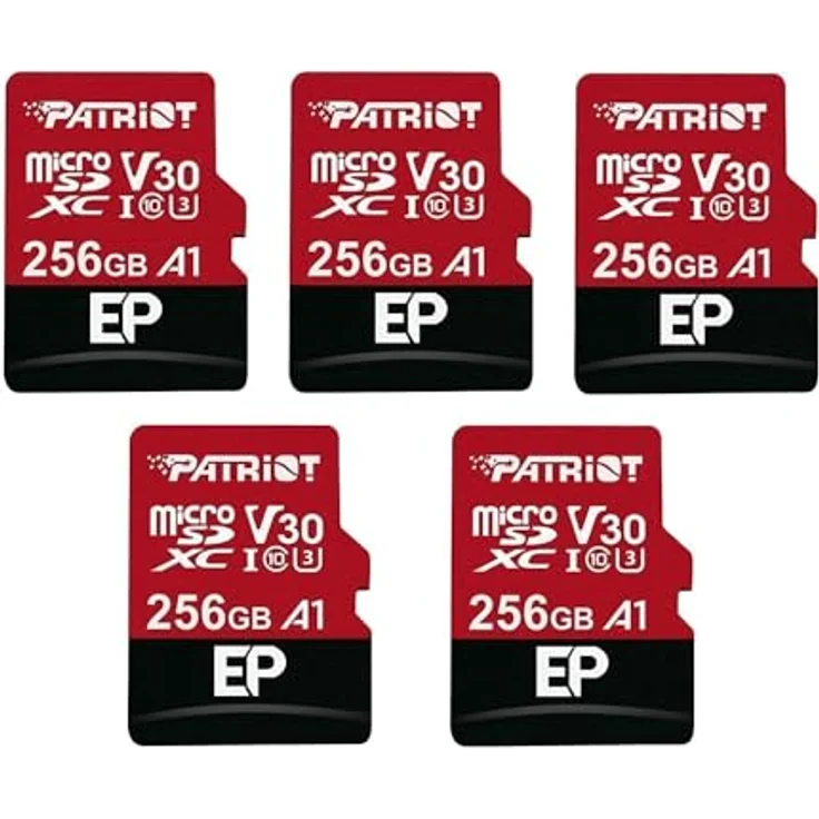 Patriot Memory 256GB A1 / V30 Speicherkarte, 4K-Videoaufzeichnung, 5er Pack, bis zu 100MB/s Lesegeschwindigkeit – Bild 1