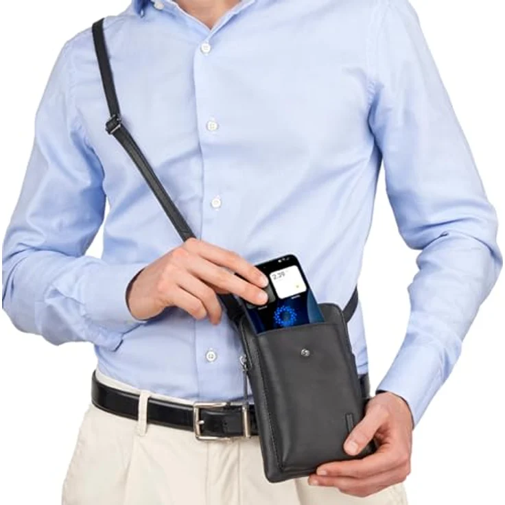 Roncato Detroit Handytasche aus 100% Leder, schwarz, 11.5 cm x 3.5 cm x 19 cm – Bild 5