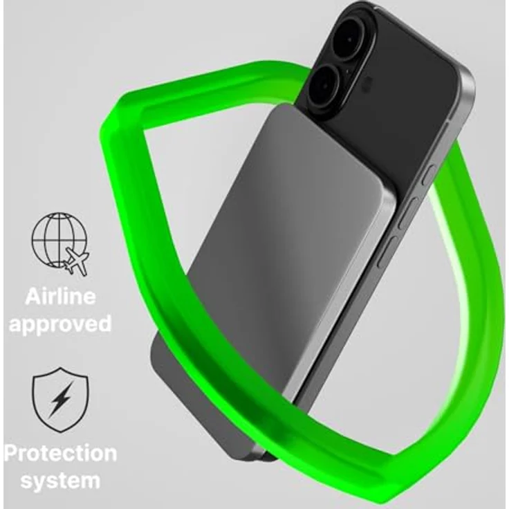 Qualo Power Bank 5000mAh, 20W, Kabellos, Mini, Induktives Schnellladen, kompatibel mit iPhone und Samsung, Grau, Kompakt – Bild 2