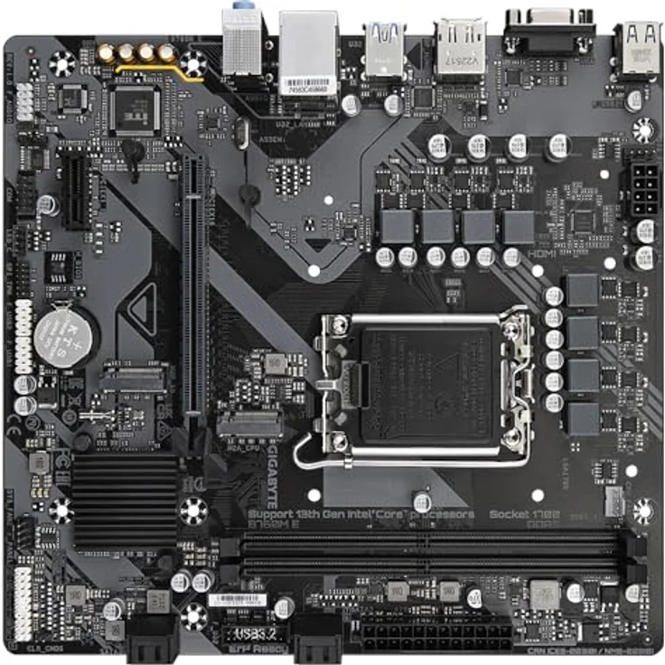 Gigabyte B760M E Mainboard - Unterstützt Intel Core Prozessoren der 14. Generation, 6+1+1 Phasen VRM, bis zu 7200 MHz DDR5 (OC), 2xPCIe 4.0 M.2, 1 GbE LAN, USB 3.2 Gen 1 – Bild 4