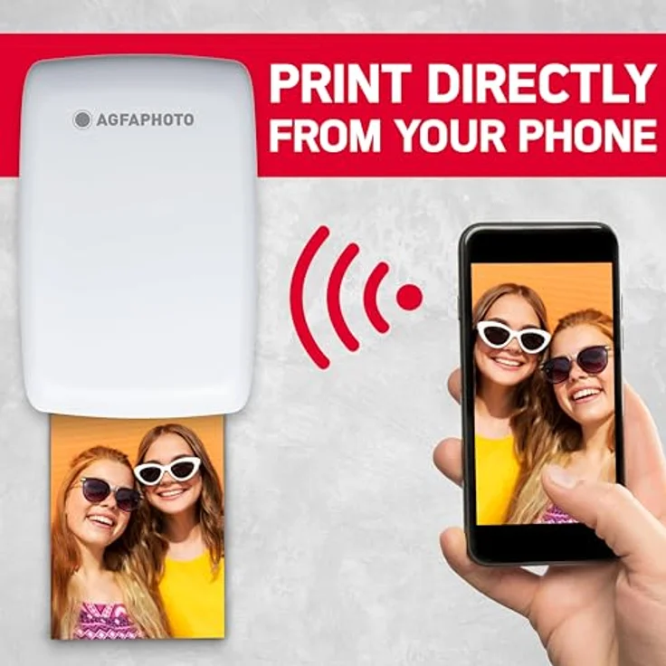 AgfaPhoto Mini P.2 – Tragbarer Zink-Drucker für Sofortbilder – Bluetooth-Funktion – Weiß – Bild 3