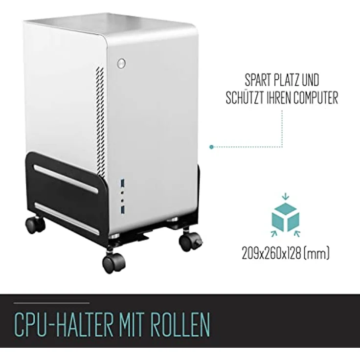 Ewent EW1291 Desktop-Computer-Ständer, PC-Ständer mit Rädern, schützt vor Staub und Schmutz – für Zuhause und Büro, verstellbare Basis mit 4 drehbaren Rädern, schwarz – Bild 2