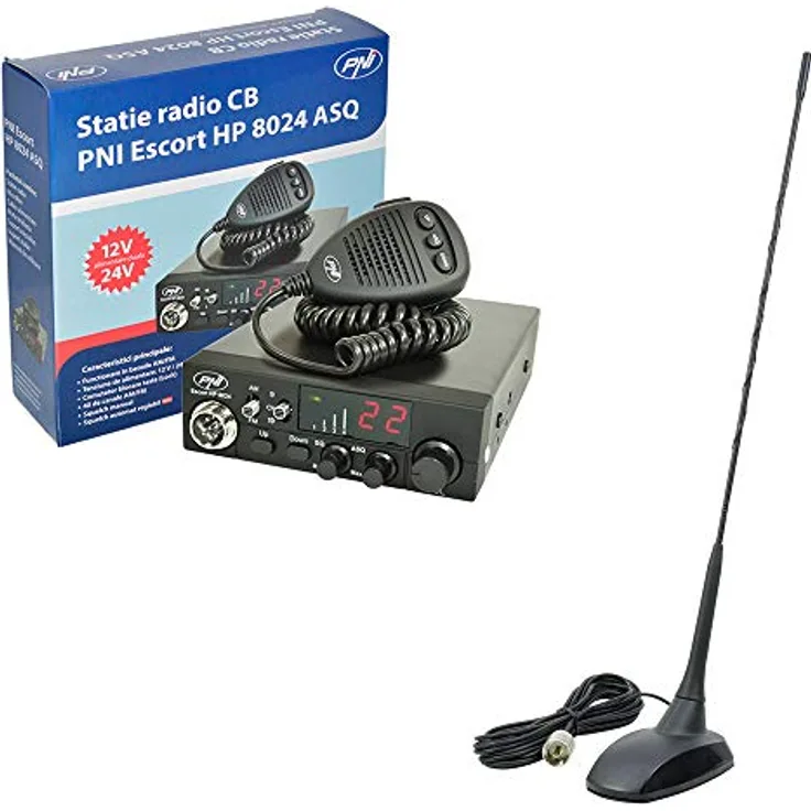 PNI Radio CB Escort HP 8024 ASQ + CB Extra 48 Antenne mit Magnetfuß