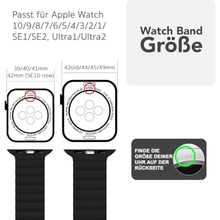 NALIA Core Magnet Armband für Apple Watch Series Ultra/SE/10/9/8/7/6/5/4/3/2/1, Atmungsaktives Silikon Loop mit starken Magnetverschluss, Sportarmband im Rillendesign, Farbe: Schneeweiss, 42/44/45/46/49mm – Bild 2