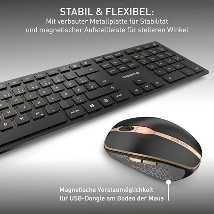 CHERRY DW 9100 SLIM Tastatur RF Wireless + Bluetooth QWERTZ Schweiz Schwarz (JD-9100CH-2) – Bild 6