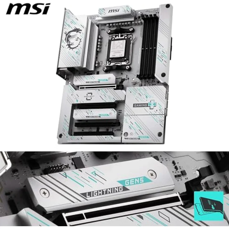 MSI B850 Gaming Plus WiFi PZ Mainboard, ATX, unterstützt AMD Ryzen 9000/8000/7000, AM5, DDR5 8200+ MT/s (OC), PCIe 5.0 x16, M.2 Gen5, Wi-Fi 7, 5G LAN – Bild 3