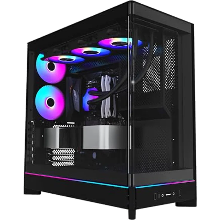 Montech HS02 PRO, ATX Mid-Tower PC-Gehäuse mit 5x ARGB PWM Lüftern, High-Airflow und reversiblem Design, gehärtete Glasfront, vertikale GPU-Option – Bild 2