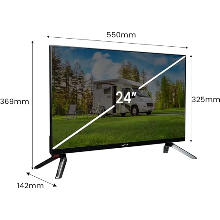 Kiano Slim TV 24" Zoll, LED HD Fernseher mit Dolby Audio, Triple Tuner DVB-T2, Auto-Ladegerät, HDMI und USB, Schwarz – Bild 7