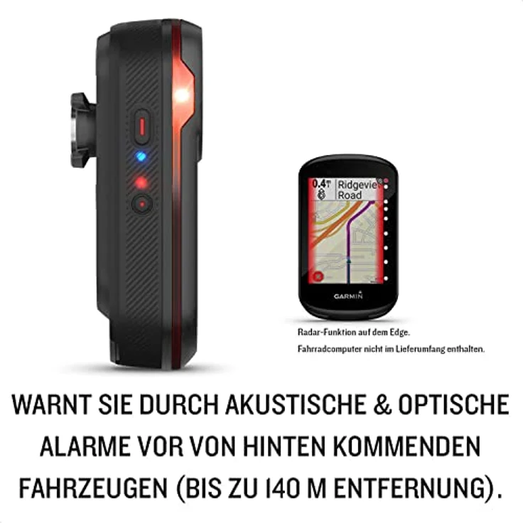 Garmin Varia RCT716 - Radar mit integrierter Dashcam zur Aufzeichnung und Speicherung von Ereignissen. Warnt vor heranfahrenden Fahrzeugen; STVZO Rücklicht mit 5 Lumen, inkl. 16 GB SD-Speicherkarte – Bild 4