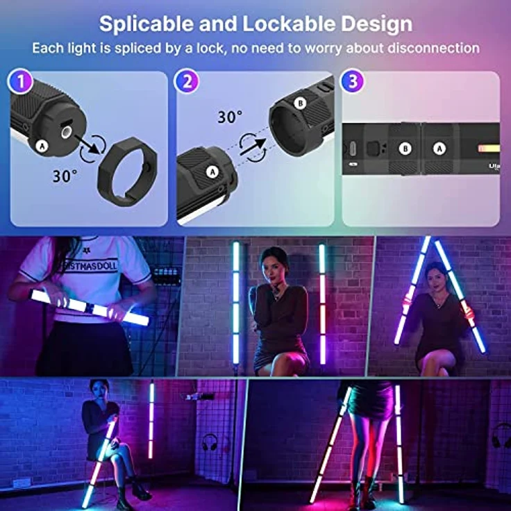 ULANZI VL110 RGB Video Tube Lampe mit 360 Farboptionen und eingebautem Akku – Bild 4