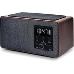 MANTA Vintage Uhrenradio Digitaler Radiowecker mit Bluetooth Radiowecker mit Ladefunktion Wecker FM-Radio Anrufannahme Display für das Bett Sleep Timer - RDI910WC