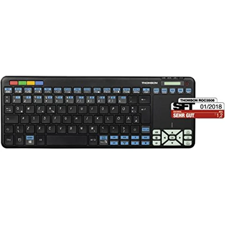 Thomson Funk-Tastatur für Sony Smart-TV mit 4in1 Universal-Fernbedienung (für TV-STB-Audio-PC, inkl. Touchpad-Maus, QWERTZ, beleuchtet, Multimedia-Tasten, lernfähig, wireless, 2,4GHz) schwarz – Bild 6