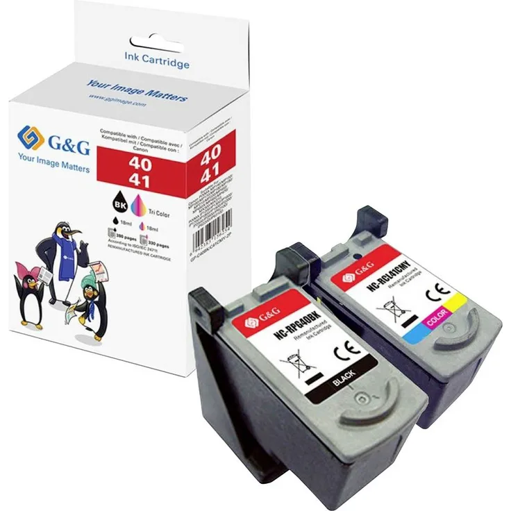 G&G Druckerpatrone Kompatibel GP-C40BK/C41CMY-2P, Schwarz und Farbe, passend für Canon PG40 + CL41