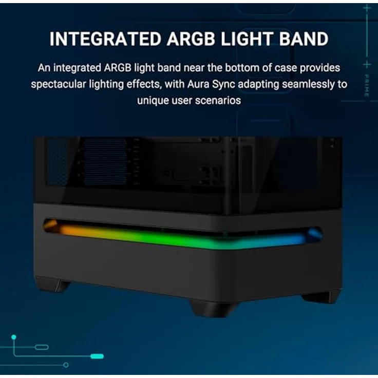 ASUS Prime AP202 ARGB (Schwarz), mATX PC-Gehäuse mit gehärtetem gebogenem Glas, 3 integrierten ARGB-Lüftern und Unterstützung für Grafikkarten bis 420 mm – Bild 4