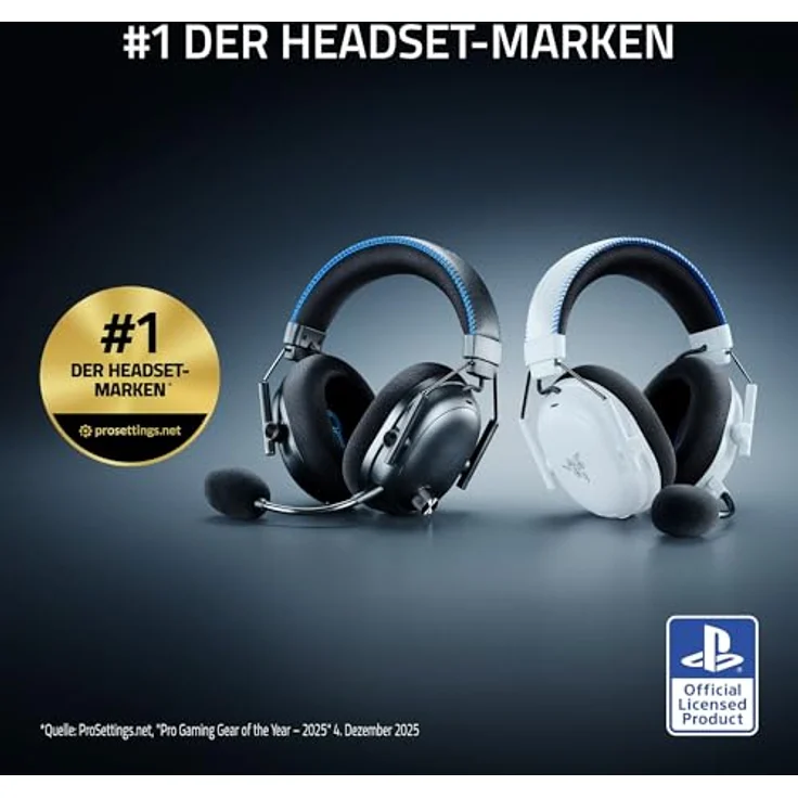 Razer BlackShark V3 Pro, Gaming Headset für PlayStation, kabellos und kabelgebunden, Over-Ear, Schwarz, 50 mm Treiber, Rauschunterdrückung, Spatial Audio, lange Akkulaufzeit – Bild 2