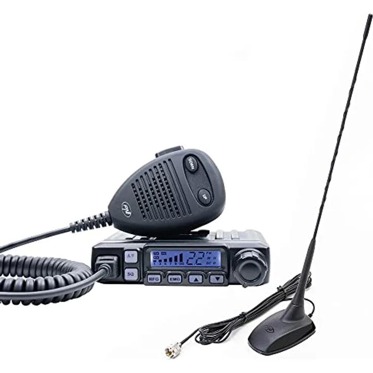 PNI CB Escort HP 7120 ASQ-Radiosender-Kit mit HF-Verstärkung, 4 W, 12 V und CB PNI Extra 48-Antenne mit Magnet