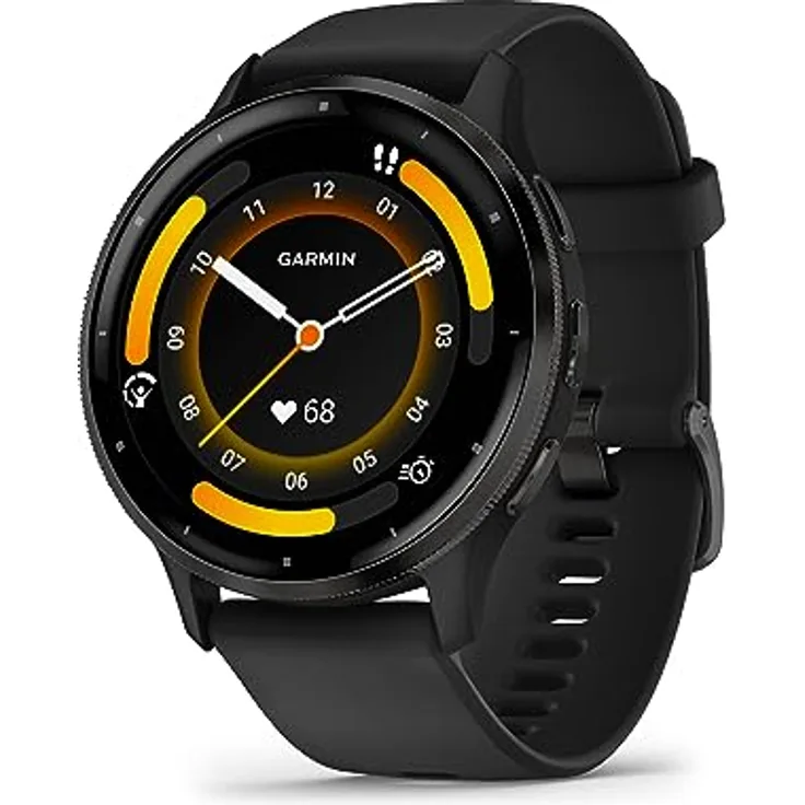 Garmin Venu 3 – GPS-Fitness-Smartwatch mit Bluetooth Telefonie und Sprachassistenz, Ultrascharfes 1,3 Zoll/ 1,1 Zoll AMOLED-Touchdisplay, Fitnessfunktionen, Garmin Music, Garmin Pay und Rollstuhlmodus, 22mm, Schwarz/Schiefergrau