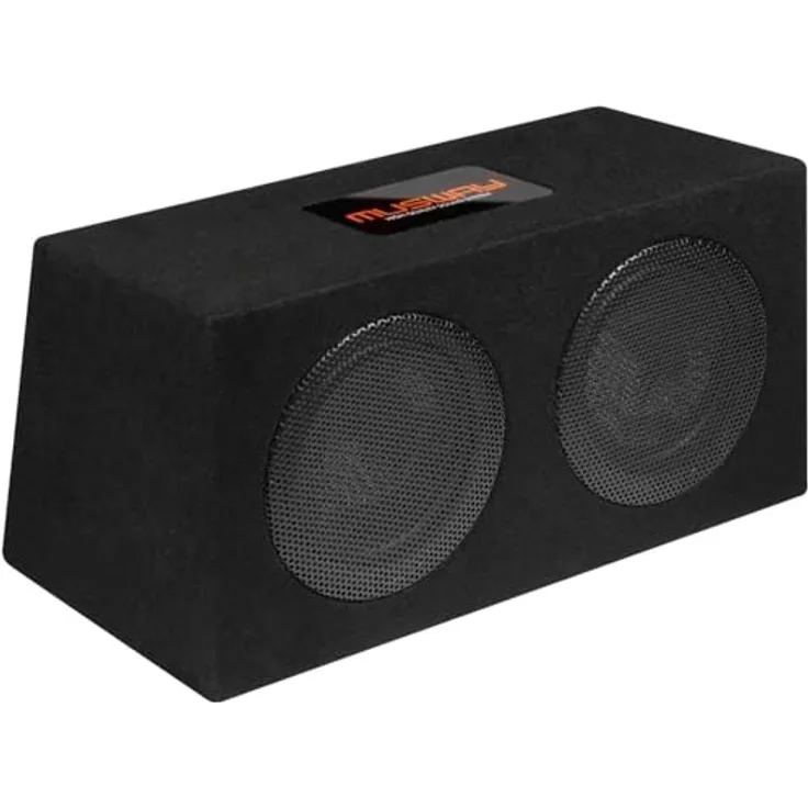 Musway MR208Q, Doppel Bassreflex-System mit zwei 20 cm (8') Subwoofern, 400 W RMS, Quick Connect Terminal, Acrylglas-Logo