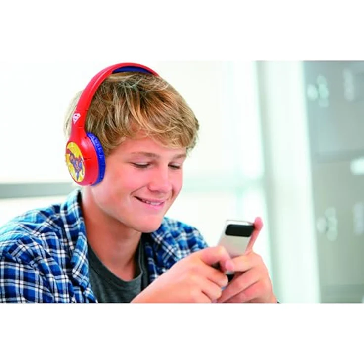 Lexibook Superman HPBT010SU, Bluetooth-Kopfhörer in rot/blau, 2-in-1 mit Lautstärkebegrenzung und integriertem Mikrofon – Bild 5