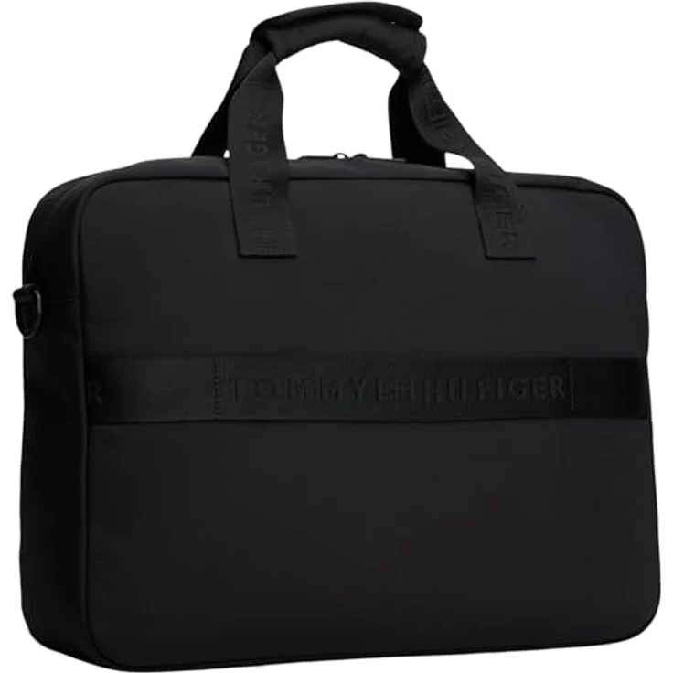 Tommy Hilfiger TH COMMUTER COMPUTER BAG, Unisex Laptoptasche mit abnehmbarem und verstellbarem Schulterriemen, RV-Außentasche, Schwarz – Bild 2