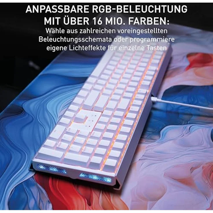 CHERRY XTRFY TAS MX 3.1 RGB Corded (DE) MX2A Brown w (DE, Kabelgebunden) Tastatur, Weiss - Preisvergleich – Bild 6