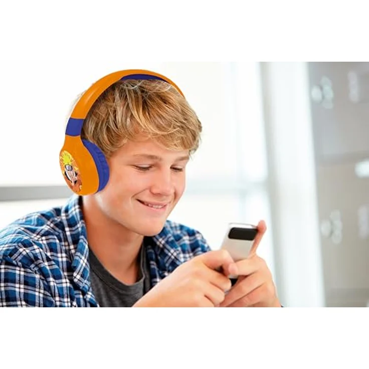 Lexibook Naruto HPBT010NA, 2-in-1 Bluetooth & kabelgebundene Kopfhörer mit Mikrofon, faltbar, verstellbar, orange/blau, kindersicherer Klang, langlebiger Akku – Bild 3