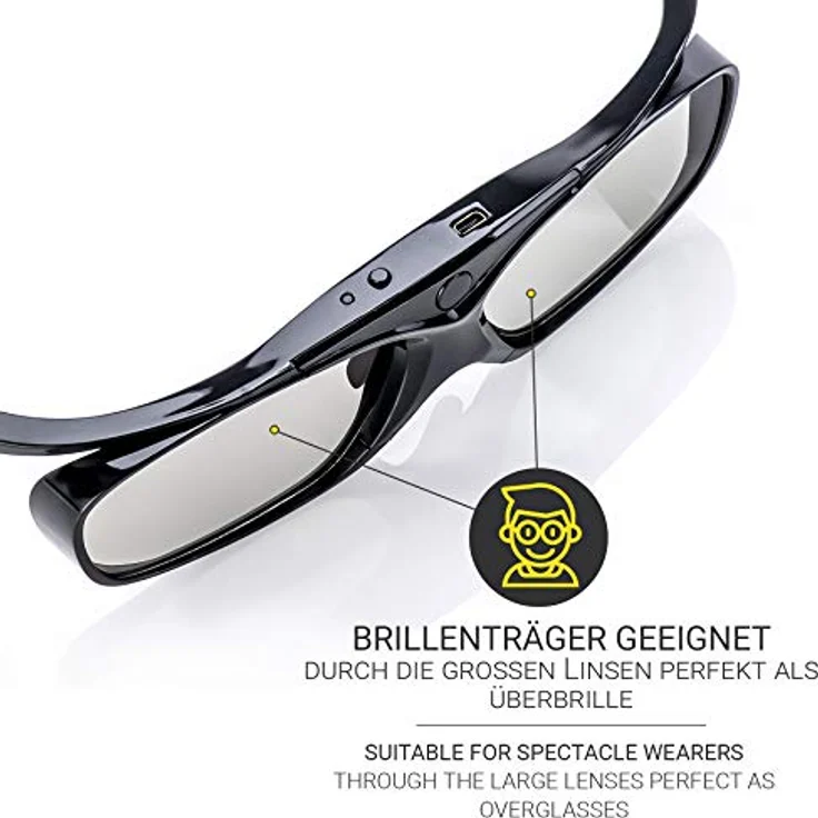 Hi-SHOCK Black Heaven | Aktive 3D Shutterbrille für 3D TV Sony, Samsung, Panasonic | Kompatibel mit SSG-3570CR, TDG-BT500A, TY-ER3D4MU [120 Hz| Akku] - Preisvergleich – Bild 4