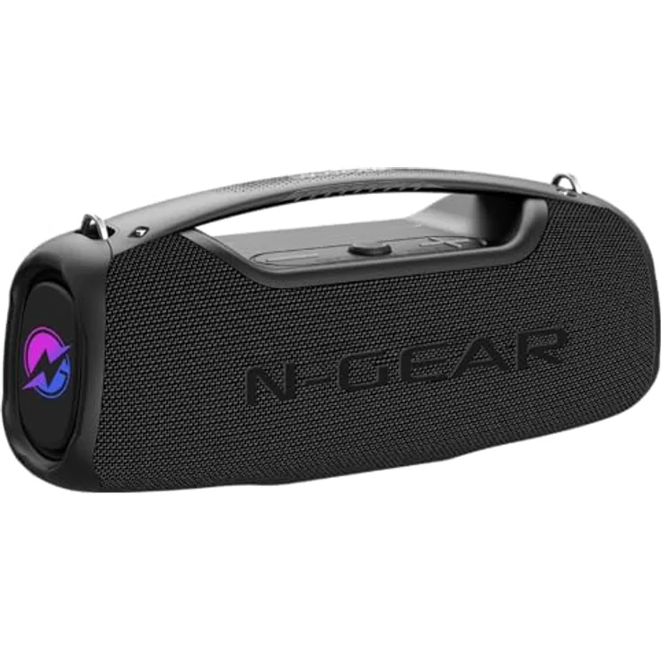 N-Gear NRG 500 - Bluetooth Lautsprecher Outdoor, Wasserdicht, 500 Watt Musikbox, Partybox mit Sound- und Licht Party System, Mikrofon und Bass Boost