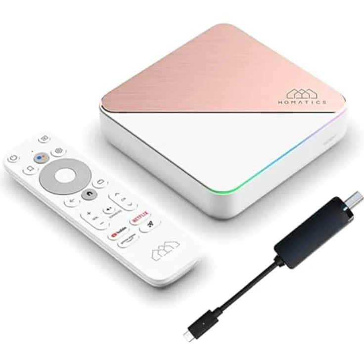 Nonic Homatics Box R 4K Plus Android TV Box + DVB-S2X Tuner - Smart TV Receiver, Google Zertifiziert, Dolby Atmos, Netflix 4K, Prime Video 4K, Disney+ 4K, Dual WiFi 6 + Nonic HDMI Kabel – Bild 1