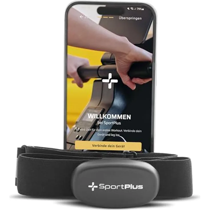 SportPlus Brustgurt SP-100, Fitness-Tracker mit Smart-Technologie und App-Kompatibilität, schwarz