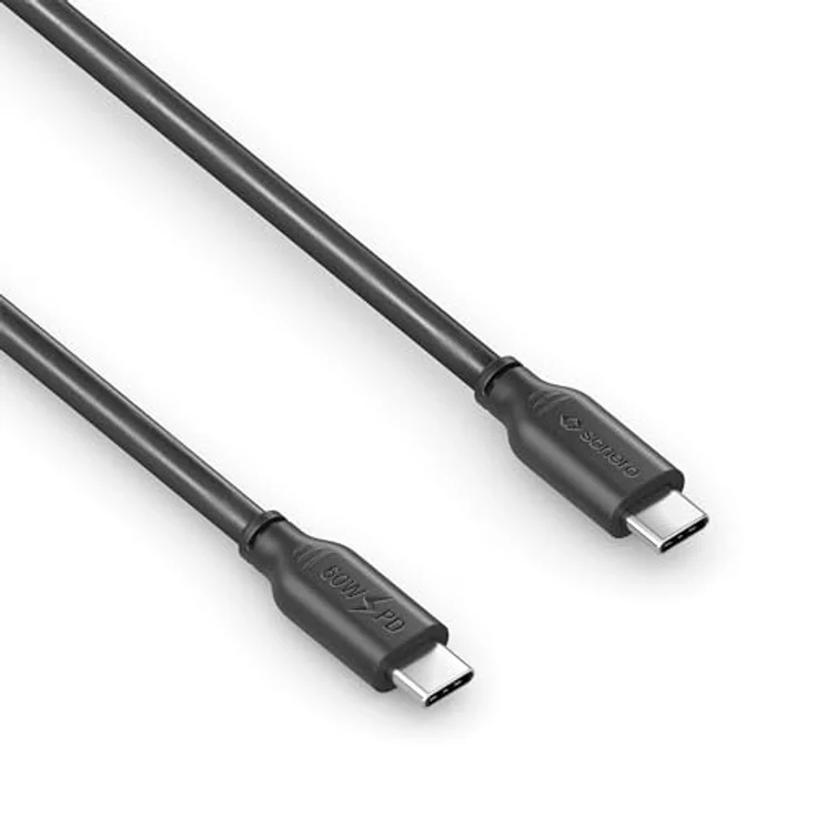 Sonero USB-C auf USB-C Ladekabel, 60W PD, schwarz, 0,50m, Schnellladekabel für Handys – Bild 3