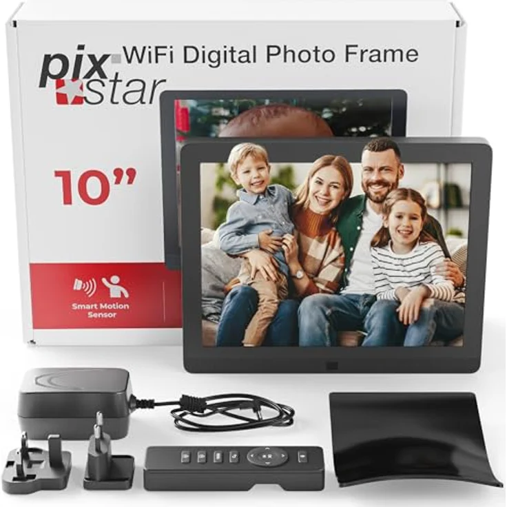 Pix Star - Digitaler Bilderrahmen 10 Zoll mit Bewegungsmelder - WiFi, USB, SD Karte - Mattes, Anti-Reflex Display - 4/3-2 Jahre Garantie – Bild 2