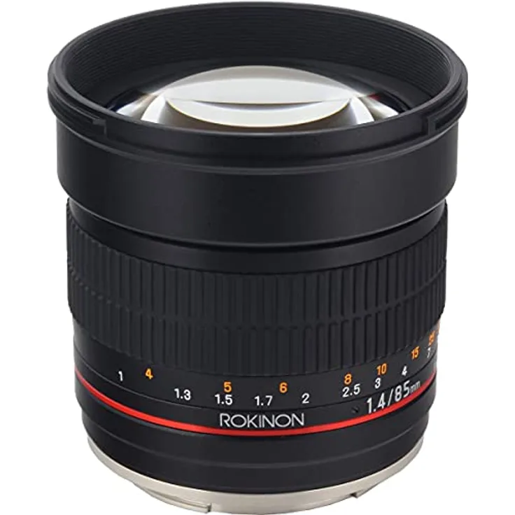 ROKINON Digital Photo AE85M-C Teleobjektiv Schwarz Kameraobjektiv - Kameraobjektive (9/7, Teleobjektiv, 1 m, Canon EF, 8,5 cm, Vollrahmen)
