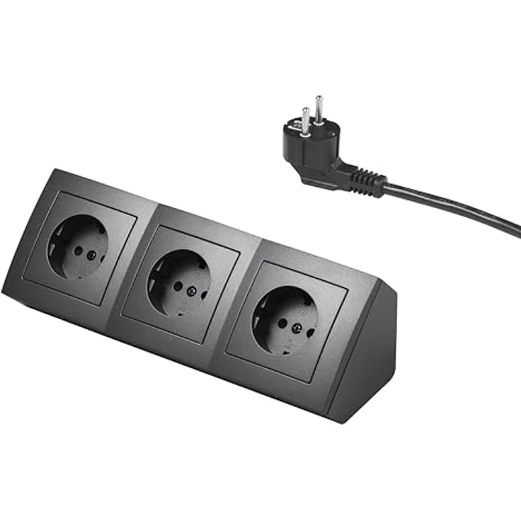 McPower Flair Unterbausteckdosen, 3-fach Steckdosenblock mit Schutzkontakt, 2m Kabel, 250V/16A, anthrazit – Bild 4