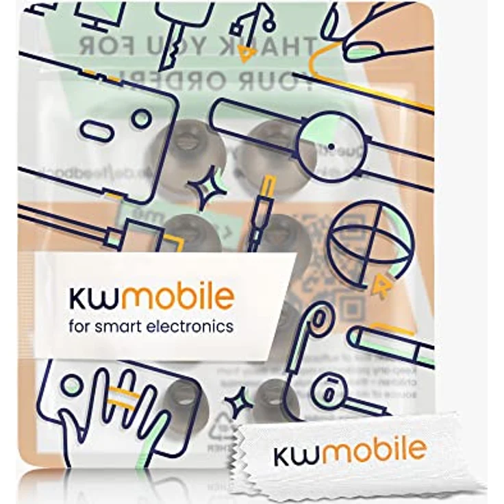 kwmobile 8X Ersatzpolster für Sennheiser CX 300S / CX 6.00BT / Momentum In-Ear, Silikon Ohrstöpsel in Grau, 4 Größen – Bild 5