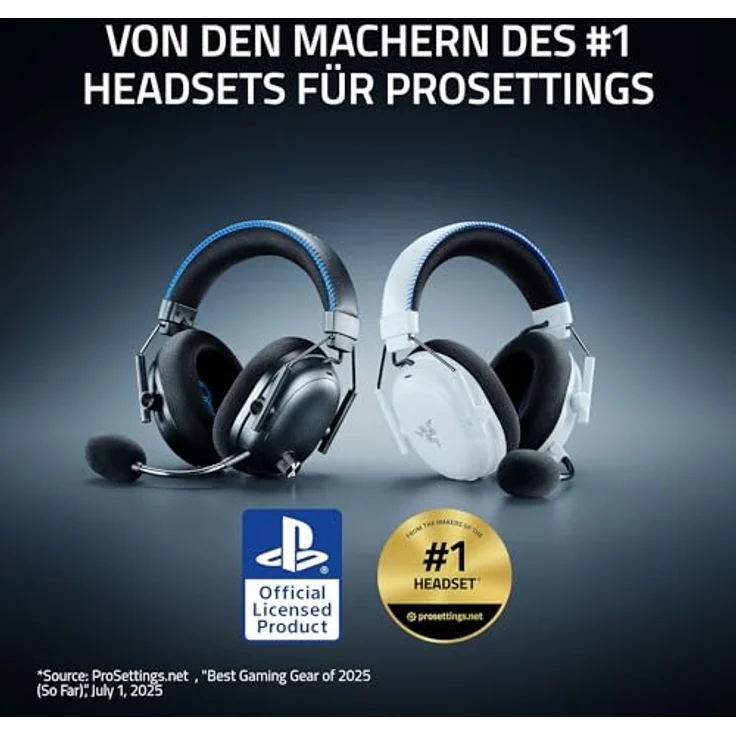 Razer BlackShark V3 Pro, Kabelloses E-Sport-Headset mit ANC, Triforce 50mm Treiber, THX Spatial Audio, HyperSpeed 2,4 GHz für PS5/PC | Weiß – Bild 2