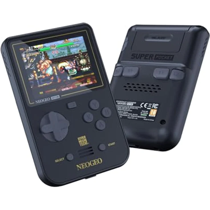 BLAZE EVERCADE NEO-GEO SUPER POCKET, Handheld-Konsole mit 18 vorinstallierten Arcade-Spielen, 2,8 Zoll IPS Display, USB-C-Laden, schwarz – Bild 2
