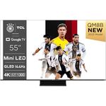TCL 55QM8B Fernseher MiniLED 55 Zoll, QLED, 144Hz, 4K HDR Premium 1300nits, Google TV, Dolby Atmos, Onkyo, Game Master Pro 2.0