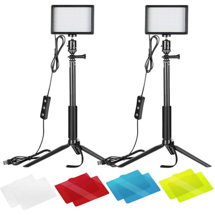 Neewer ZC-10S, LED Videoleuchte mit 132 LEDs, stufenlos dimmbar, inklusive Farbfiltern, USB-Stromversorgung