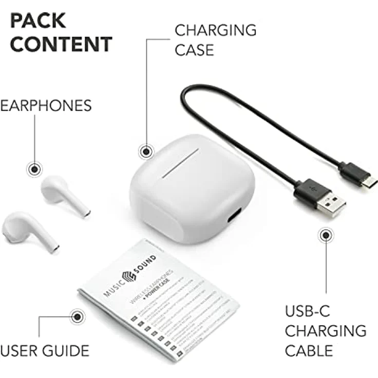 Music Sound | Swag - Kabelloses Kapsel-Headset - Wiedergabezeit bis 20 Stunden - Bluetooth - weiß – Bild 5