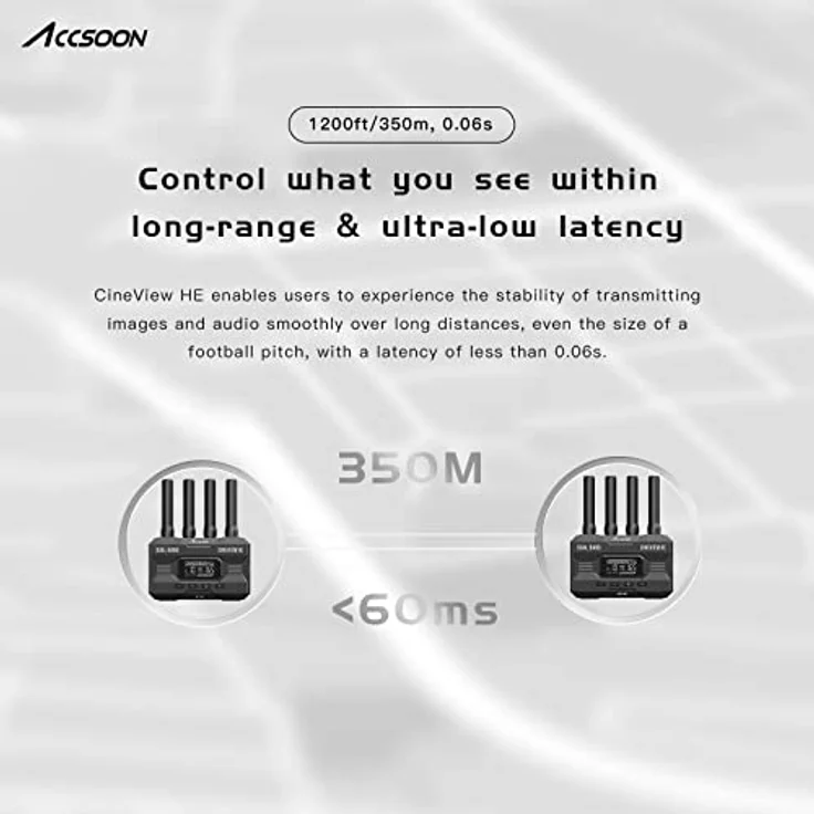 Accsoon CineView HE Drahtlos Video & Bildübertragungssystem Eingang und HDMI/UVC-Ausgang Dual Transfer 2, 4 GHz / 5 bis zu 350 m, iOS Android für Tik-Tok YouTube Live-Streaming (1xR 1xT) – Bild 4