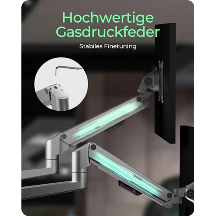 Icy Box IB-MS525-T, Monitorständer mit Tischhalterung für drei Monitore bis 30 Zoll, Silber, ergonomische Höhenverstellung, VESA 75x75mm/100x100mm – Bild 8
