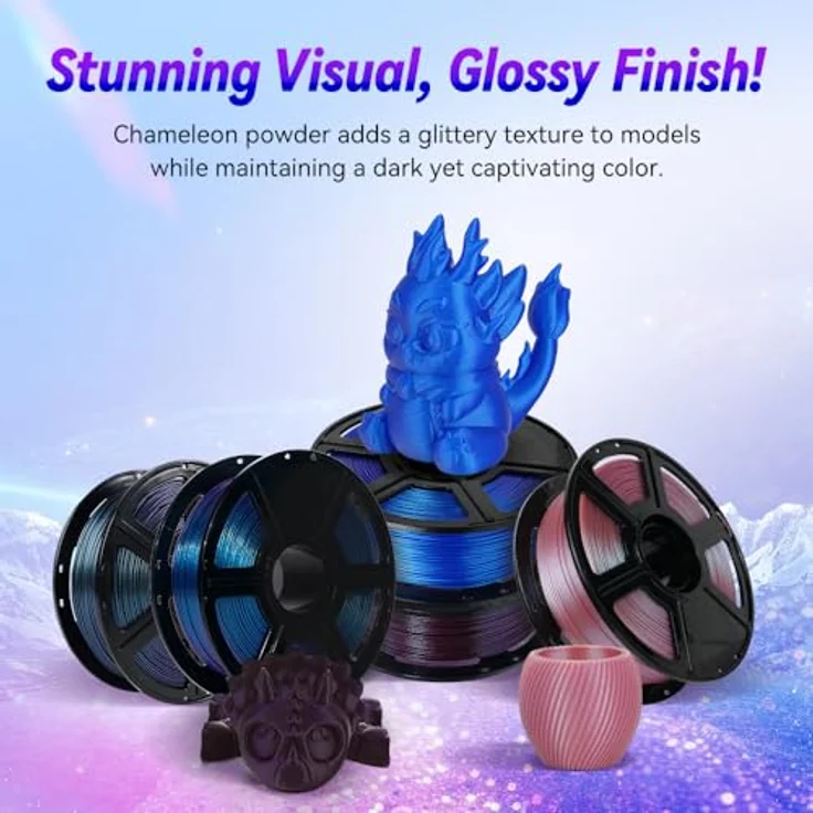 FLASHFORGE Chameleon PLA 3D Drucker Filament, Farbwechsel-Filament 1.75mm, Nebula Purple, 1KG Spule, Maßgenauigkeit +/- 0.02mm, verstopfungsfrei – Bild 2
