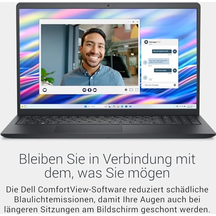 Dell 15 Laptop DC15250, 15.6" FHD 120Hz, Intel Core i3 100U, 8GB RAM, 512GB SSD, Windows 11 Home, Backlit QWERTZ Keyboard, Schwarz – Bild 3
